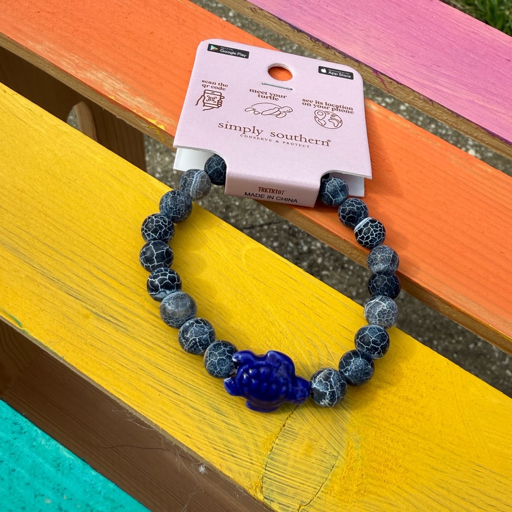 Simply Southern Turtle Tracker Bracelet Beaded Ceramic Turtle